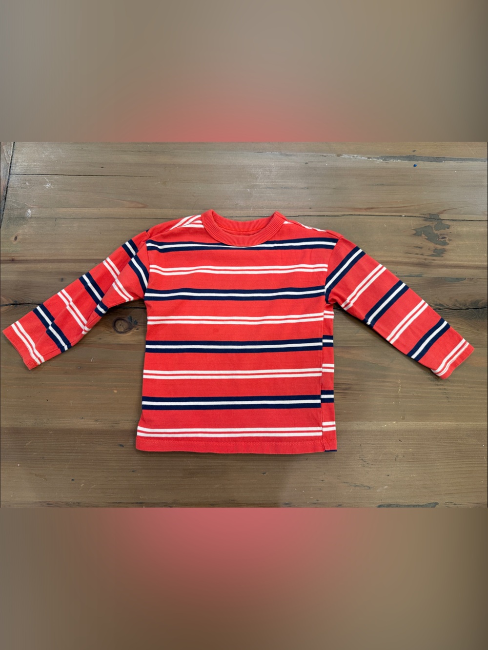H&M Red Navy White Striped Long Sleeve Tee